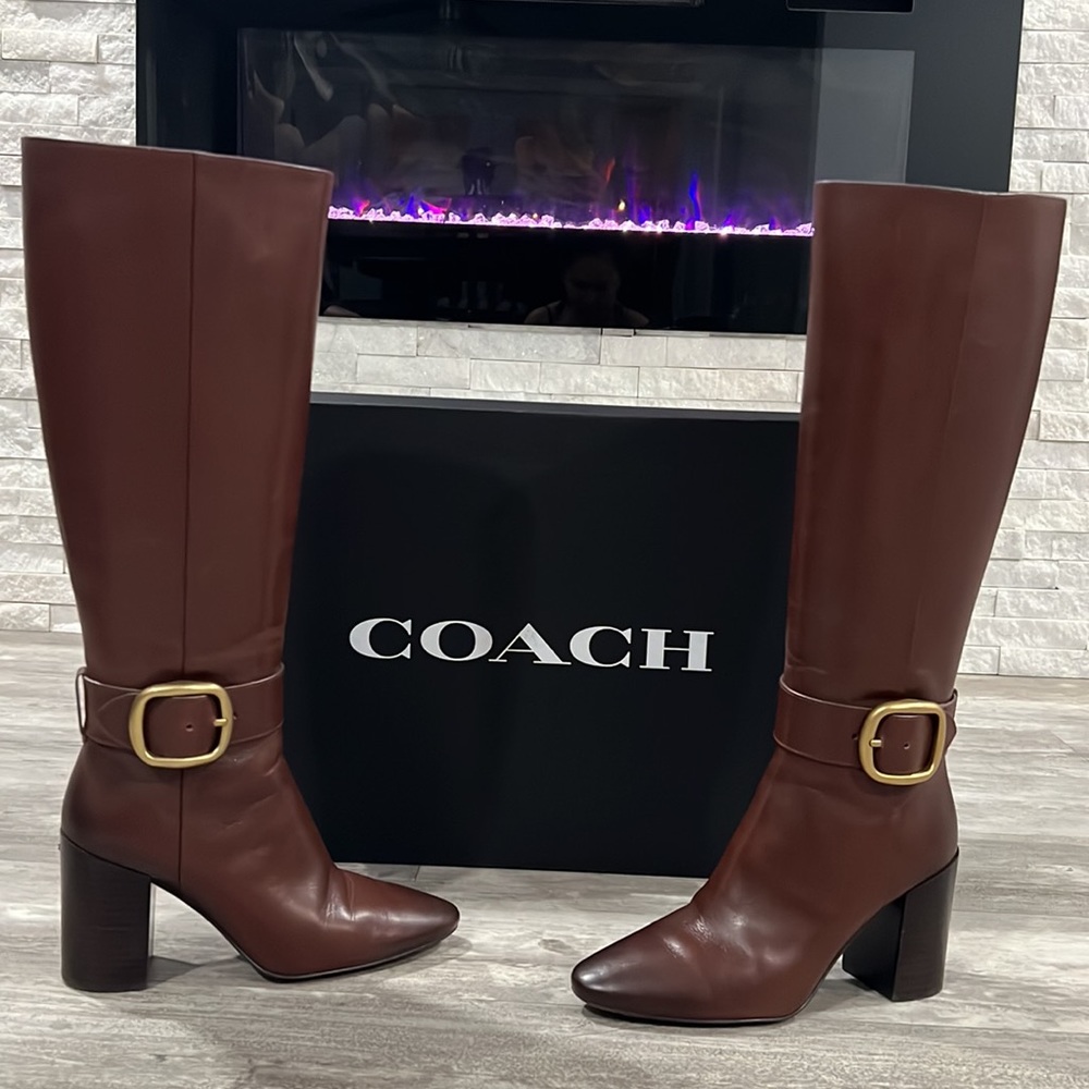 Evelyn Buckle Boot in Walnut by Coach